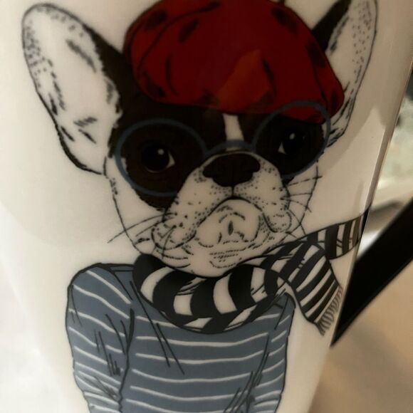 French Bulldog Mug with Red Beret - Picture 5 of 9